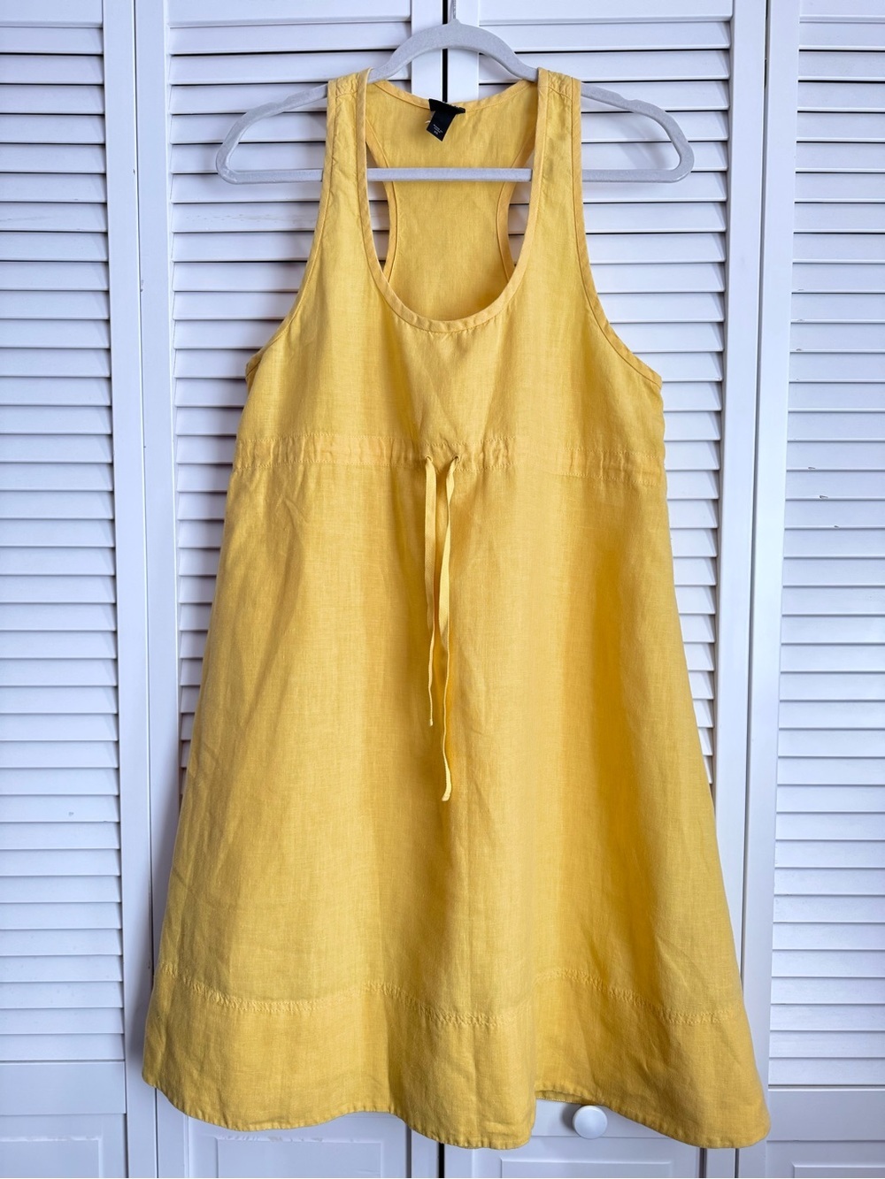 Eileen Fisher Linen Tank A-line Dress Racerback Yellow Coastal Summer Midi XS - Picture 3 of 9